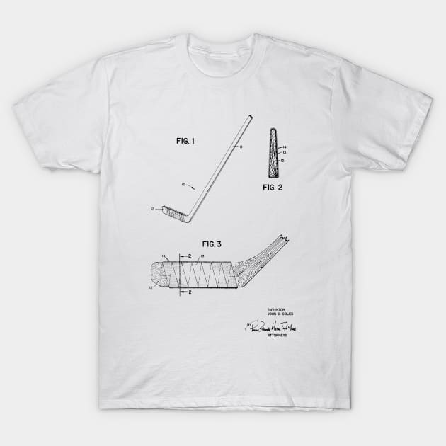 Hockey Stick Vintage Patent Hand Drawing T-Shirt by TheYoungDesigns